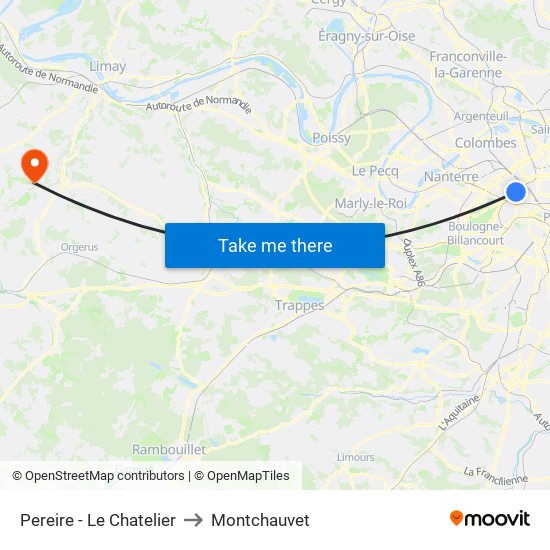 Pereire - Le Chatelier to Montchauvet map