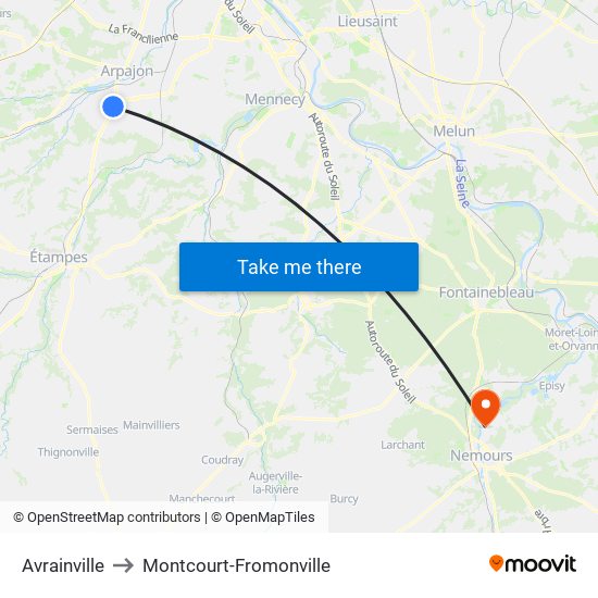 Avrainville to Montcourt-Fromonville map