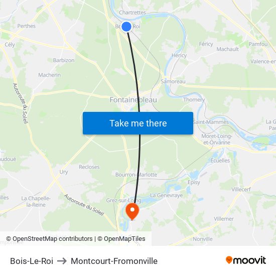 Bois-Le-Roi to Montcourt-Fromonville map