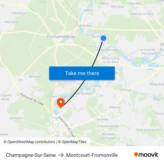 Champagne-Sur-Seine to Montcourt-Fromonville map