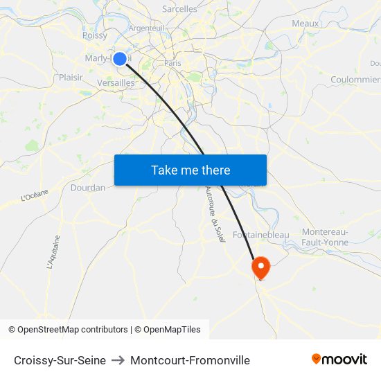 Croissy-Sur-Seine to Montcourt-Fromonville map