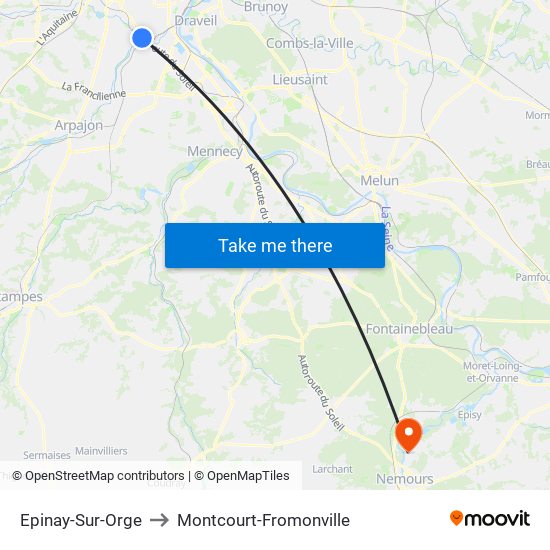 Epinay-Sur-Orge to Montcourt-Fromonville map