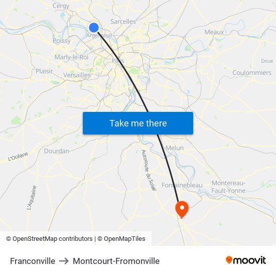 Franconville to Montcourt-Fromonville map