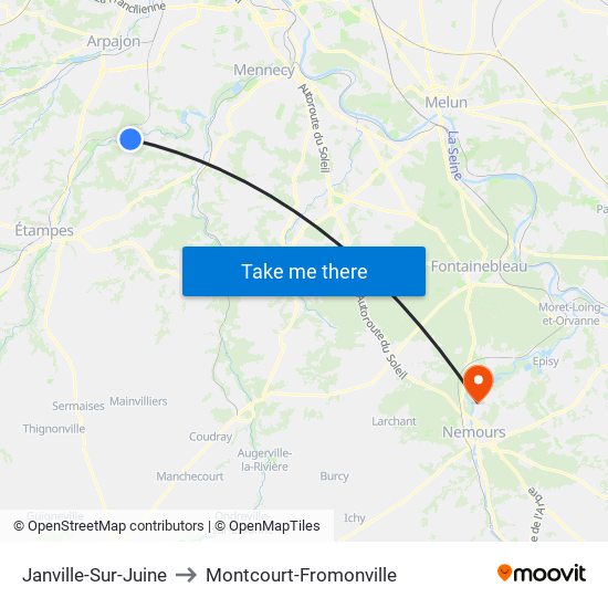 Janville-Sur-Juine to Montcourt-Fromonville map