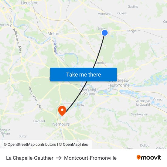 La Chapelle-Gauthier to Montcourt-Fromonville map