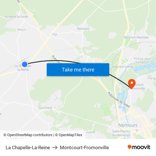 La Chapelle-La-Reine to Montcourt-Fromonville map