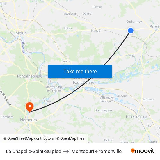 La Chapelle-Saint-Sulpice to Montcourt-Fromonville map