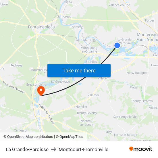 La Grande-Paroisse to Montcourt-Fromonville map