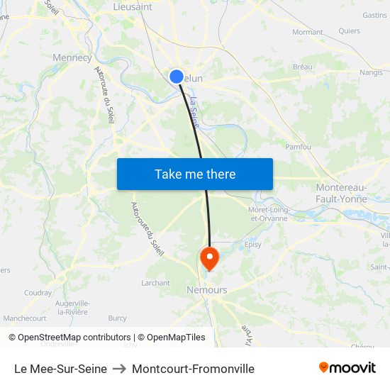 Le Mee-Sur-Seine to Montcourt-Fromonville map