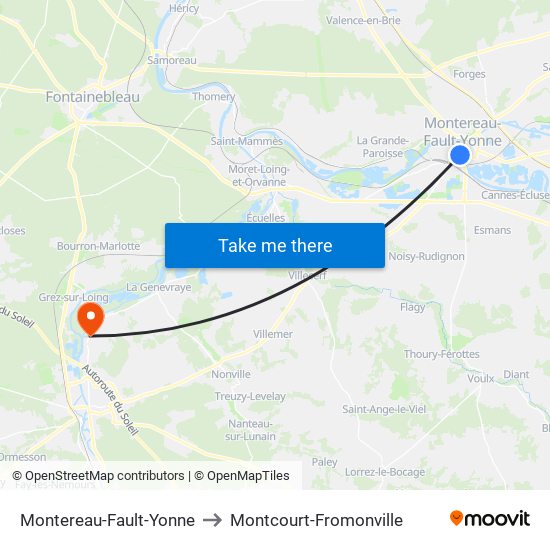 Montereau-Fault-Yonne to Montcourt-Fromonville map