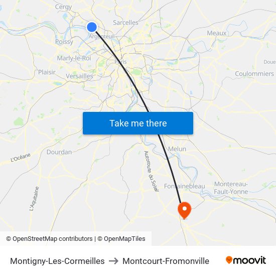 Montigny-Les-Cormeilles to Montcourt-Fromonville map