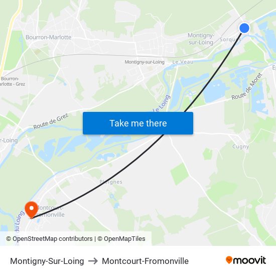 Montigny-Sur-Loing to Montcourt-Fromonville map