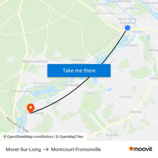 Moret-Sur-Loing to Montcourt-Fromonville map