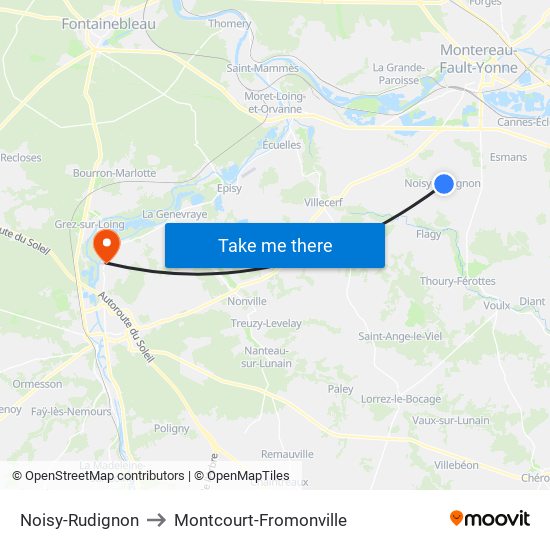 Noisy-Rudignon to Montcourt-Fromonville map