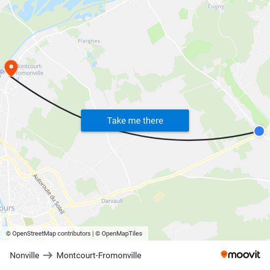 Nonville to Montcourt-Fromonville map