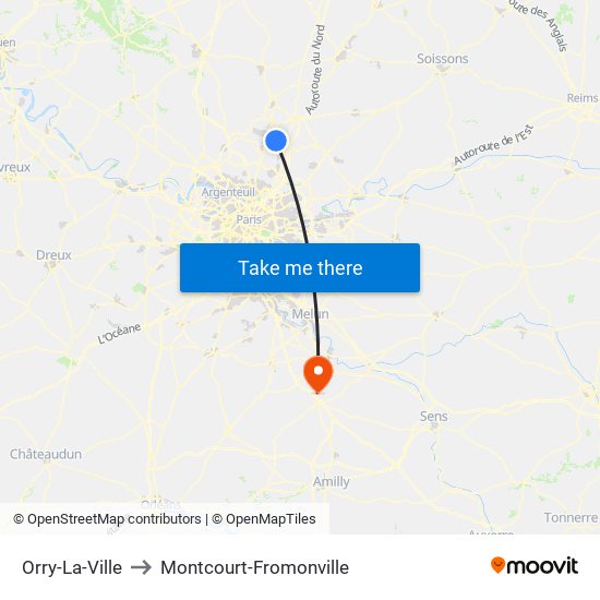 Orry-La-Ville to Montcourt-Fromonville map