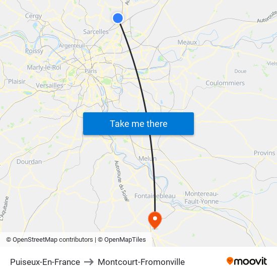 Puiseux-En-France to Montcourt-Fromonville map