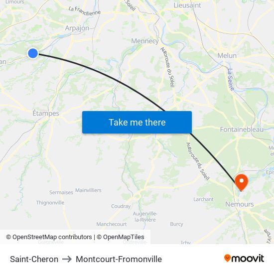Saint-Cheron to Montcourt-Fromonville map