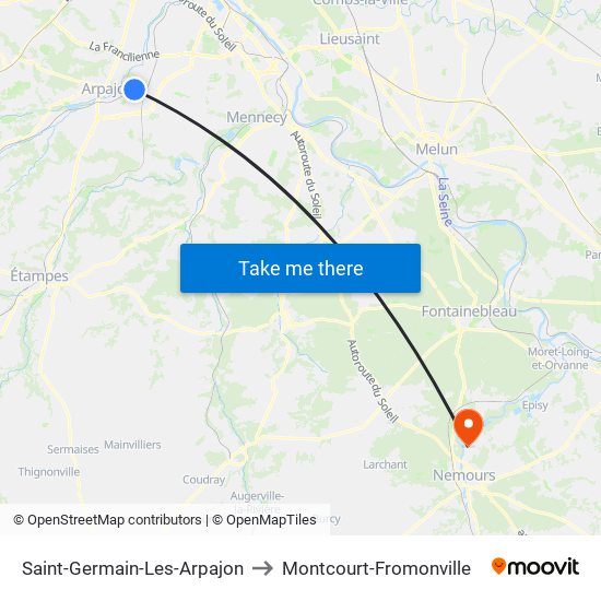 Saint-Germain-Les-Arpajon to Montcourt-Fromonville map