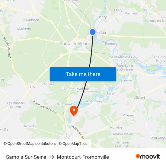 Samois-Sur-Seine to Montcourt-Fromonville map