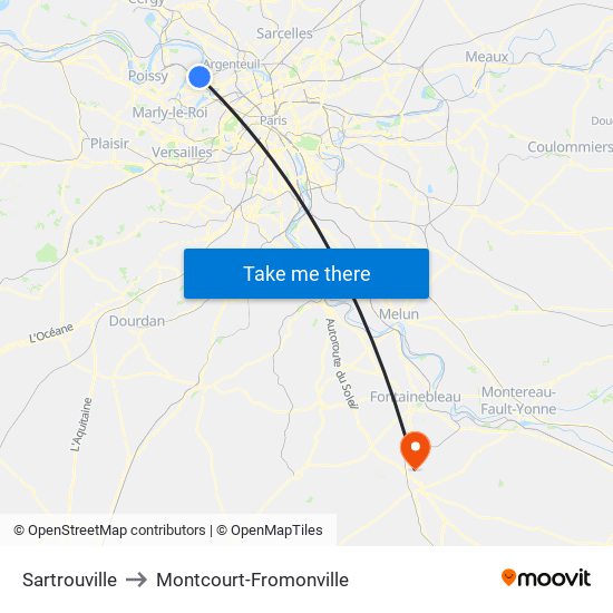 Sartrouville to Montcourt-Fromonville map