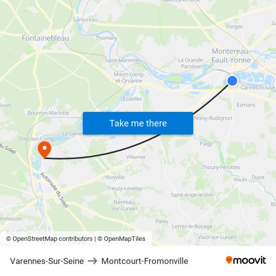 Varennes-Sur-Seine to Montcourt-Fromonville map