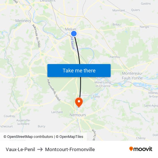 Vaux-Le-Penil to Montcourt-Fromonville map