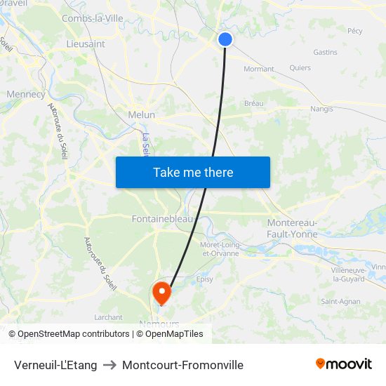 Verneuil-L'Etang to Montcourt-Fromonville map