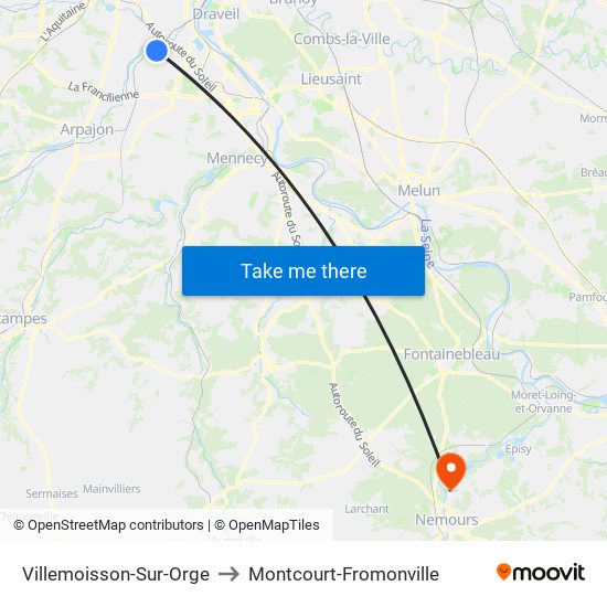 Villemoisson-Sur-Orge to Montcourt-Fromonville map