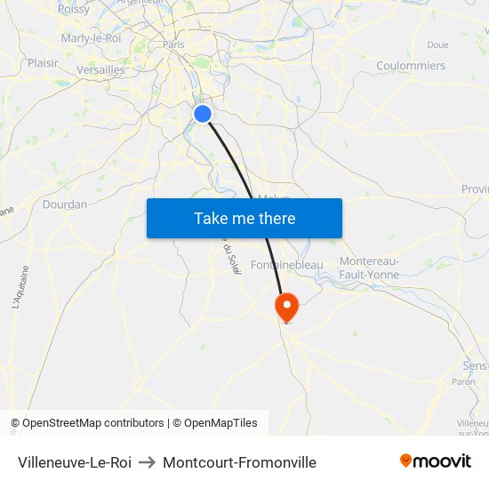 Villeneuve-Le-Roi to Montcourt-Fromonville map