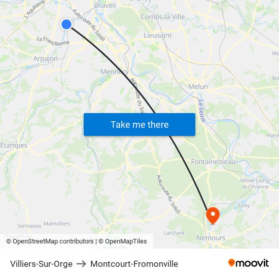Villiers-Sur-Orge to Montcourt-Fromonville map