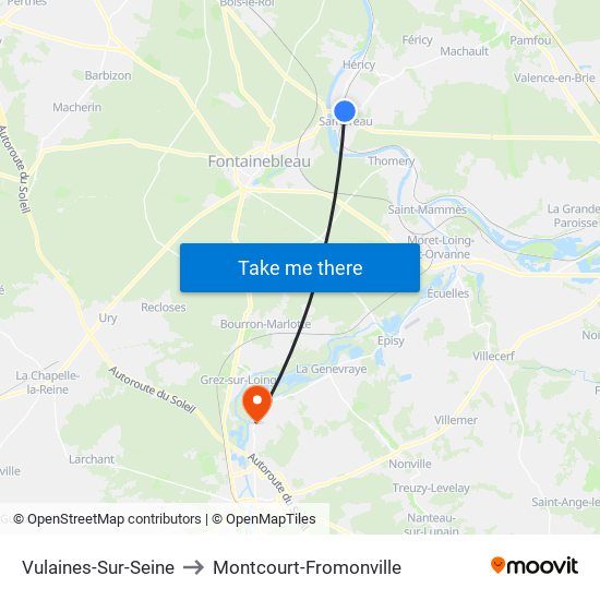 Vulaines-Sur-Seine to Montcourt-Fromonville map