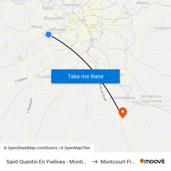 Saint-Quentin En Yvelines - Montigny-Le-Bretonneux to Montcourt-Fromonville map