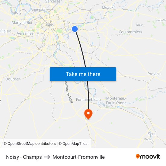 Noisy - Champs to Montcourt-Fromonville map