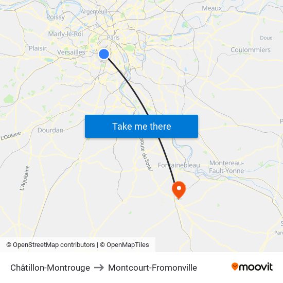 Châtillon-Montrouge to Montcourt-Fromonville map