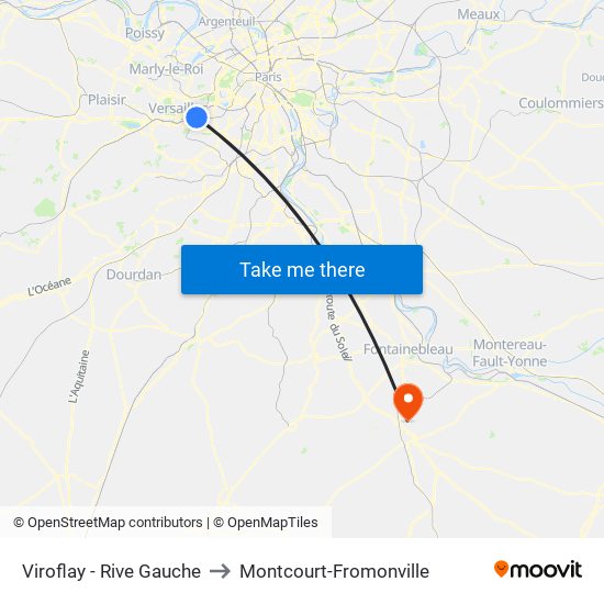 Viroflay - Rive Gauche to Montcourt-Fromonville map