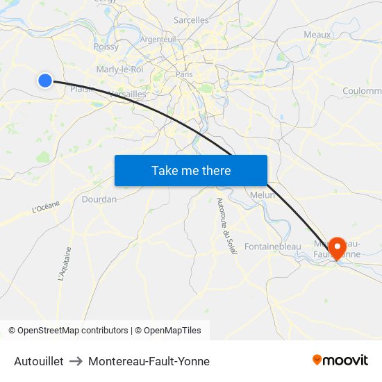 Autouillet to Montereau-Fault-Yonne map