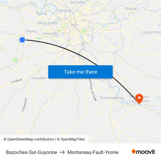 Bazoches-Sur-Guyonne to Montereau-Fault-Yonne map