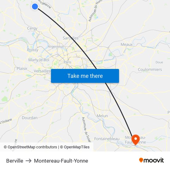 Berville to Montereau-Fault-Yonne map