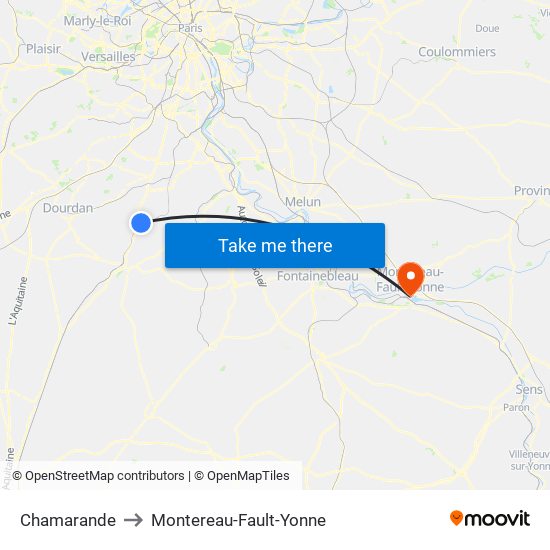 Chamarande to Montereau-Fault-Yonne map