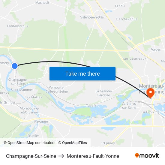 Champagne-Sur-Seine to Montereau-Fault-Yonne map