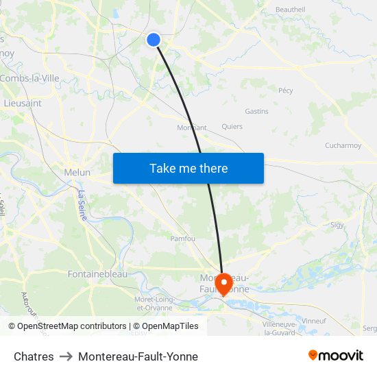 Chatres to Montereau-Fault-Yonne map