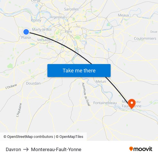 Davron to Montereau-Fault-Yonne map