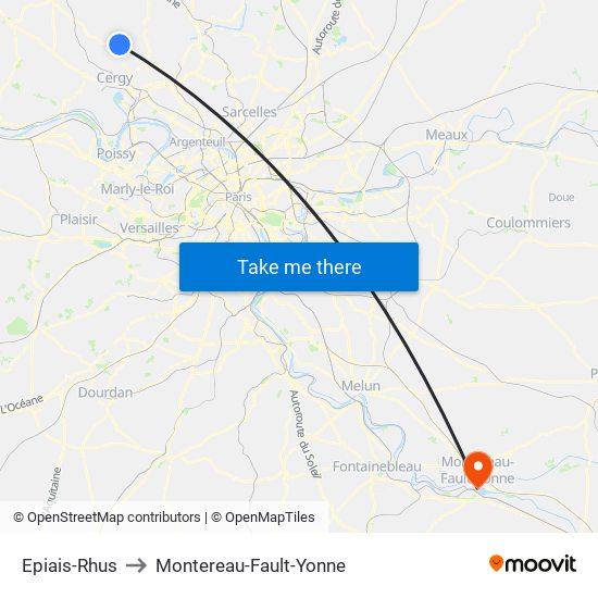 Epiais-Rhus to Montereau-Fault-Yonne map