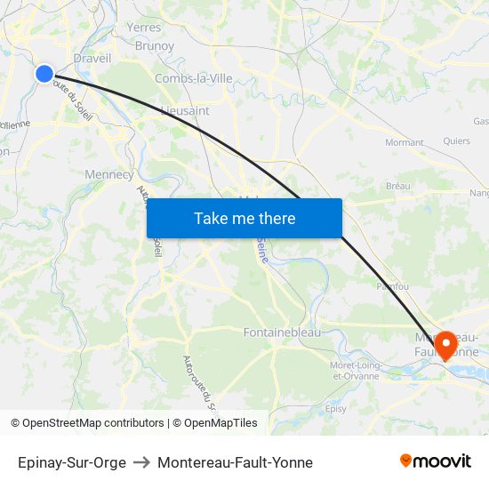 Epinay-Sur-Orge to Montereau-Fault-Yonne map