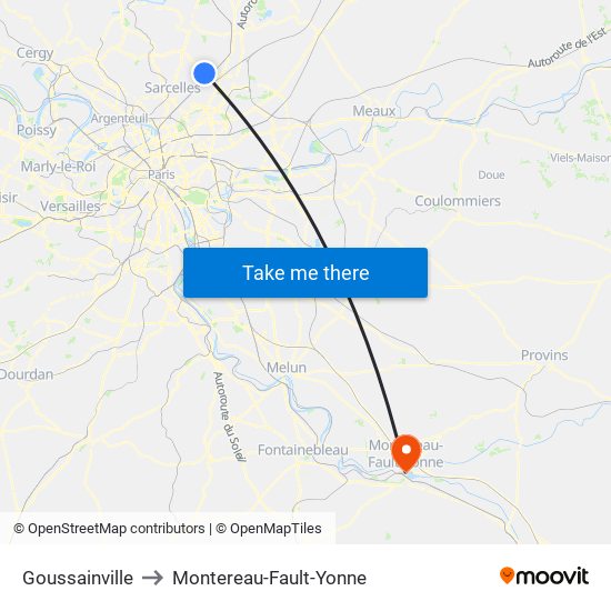 Goussainville to Montereau-Fault-Yonne map