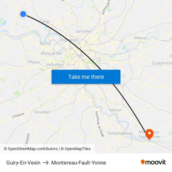 Guiry-En-Vexin to Montereau-Fault-Yonne map
