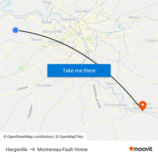 Hargeville to Montereau-Fault-Yonne map