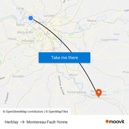 Herblay to Montereau-Fault-Yonne map