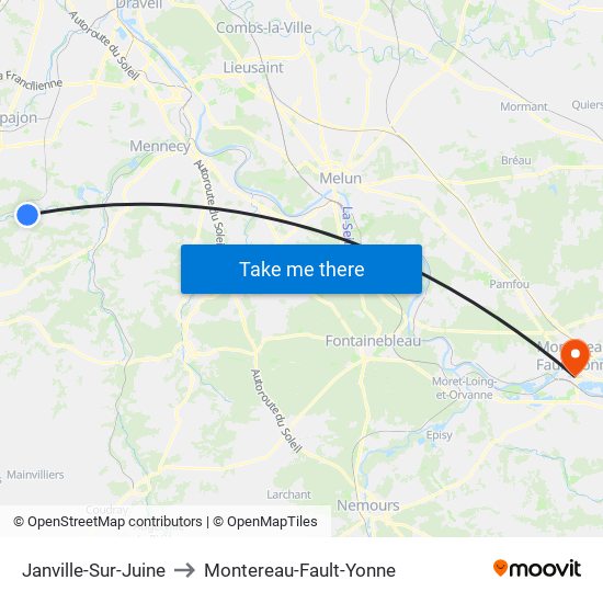Janville-Sur-Juine to Montereau-Fault-Yonne map